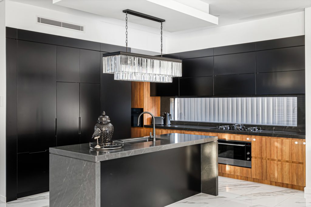 Image shows a modern kitchen designed and built by Benelong Projects